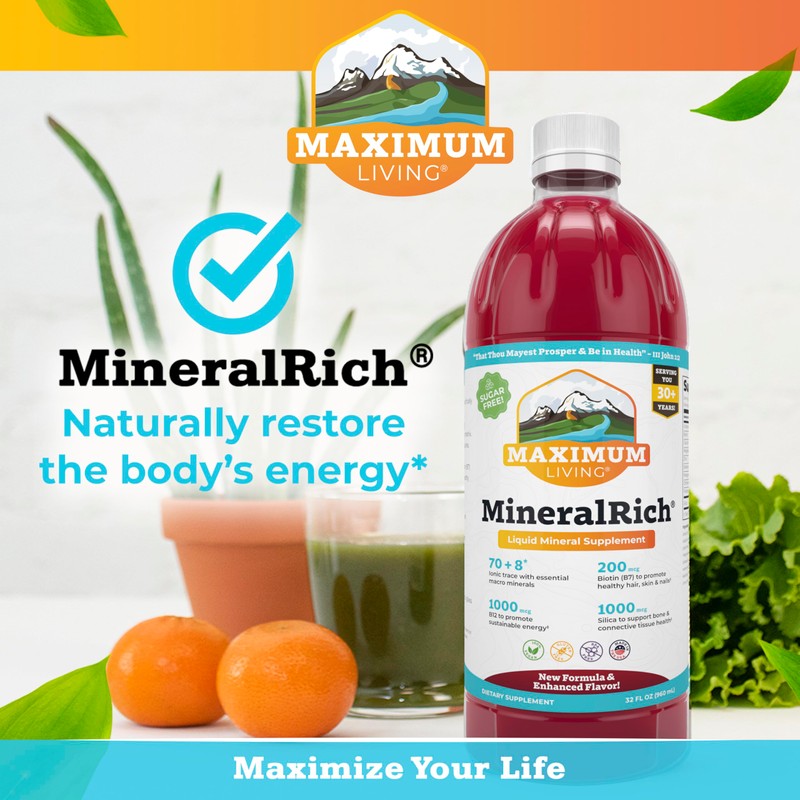 Maximum Living MineralRich - Minerals Supplement - Sugar Free Liquid
