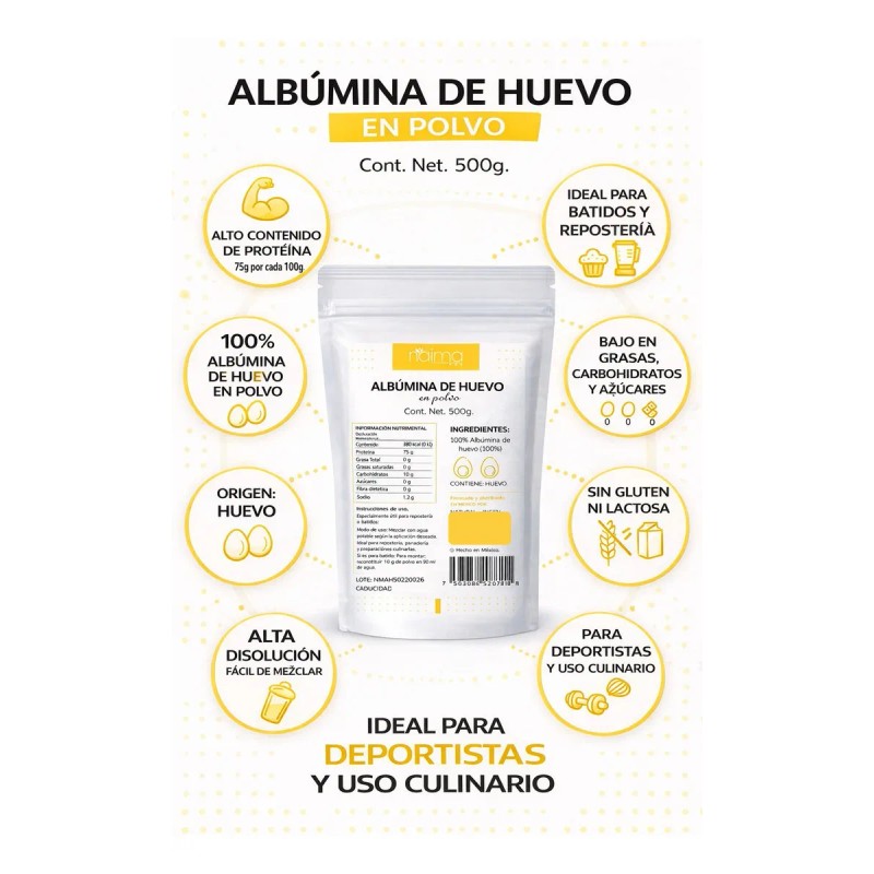 Suplemento Polvo Naíma Albumina Huevo 500g