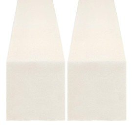 B-COOL White Table Runners 2Packs 13x108inch Burlap Linen Style Rustic Farmhouse Table Runner Wedding Farmhouse Boho Dining Party Home Decoration