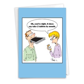 NobleWorks Funny Get Well Paper Card with 5 x 7 Inch Envelope (1 Card) Tablets By Mouth C10636GWG
