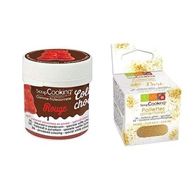 Color'choco Fat-Soluble Food Coloring 5 g Red + Edible Golden Glitter