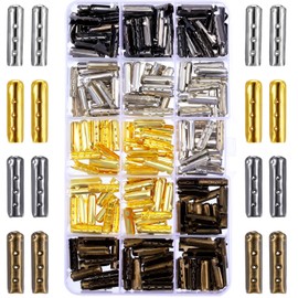 Boao 200 Pieces Aglets Metal Aglets for Shoelaces Shoelace Tips Head Aglets Replacement Tips for Canvas Sneakers DIY Repairing, Assorted Colors 20 mm Length