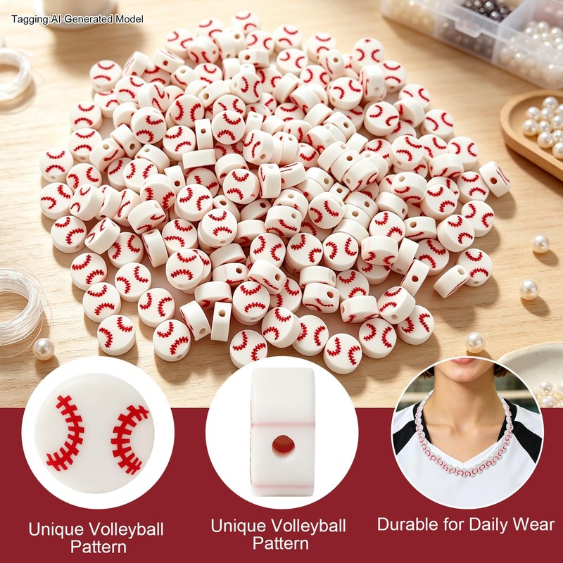 200 Pcs Baseball Soft Clay Bead Kit – Sports Spacer