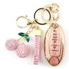 Sparkly Gold Pink Key Fob Cover with Cherry Keychain for
