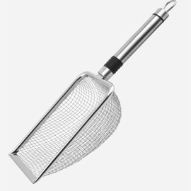 Cat Litter Scoop 11 Inch Full-Length - Bentonite/Ore Sand Special Shovel.Deep Stainless Steel Scooper, 0.2" Holes Saves Litter | Heavy Duty for Large Litter Boxes, Rust-Proof