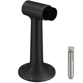 Heavy Duty 6″ Door Stop, Solid Brass Commercial Grade, Floor Mount Stopper (Matte Black)