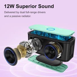 DOSS Bluetooth Speaker, SoundBox Touch Portable Wireless Bluetooth Speaker with 12W HD Sound and Bass, IPX5 Waterproof, 20H Playtime,Touch Control, Handsfree, Speaker for Home,Outdoor,Travel-Green
