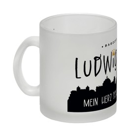 Ludwigsburg Skyline Mein Herz schlägt Barock Glas Tasse Lustiger Barock-Spruch, ideal für Architektur-Fans
