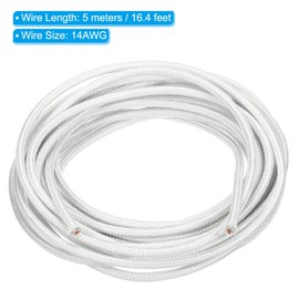 PATIKIL 16.4Ft 14AWG High Temperature Wire, -60-350 Degrees Celsius Mica Glass Fiber Electronic Wire Insulated Heat Resistant Electronical Flexible Cable for Lamp Boiler Heater, White