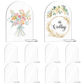 Pack of 10 Transparent Arch Acrylic Sign, Wedding Table Numbers with 10 Stands, Acrylic Clear Arch Place Card, Acrylic Plate Transparent for Weddings, Party, Meetings, Office (5 x 7 inches - 10 pcs)