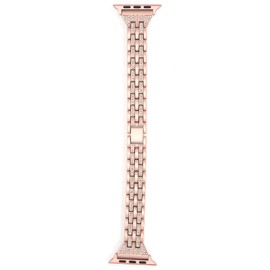 Watch Band Double Rows RhinestonesStudded Replacement Metal Strap for IOS Watch 42mm 44mm(Pink )