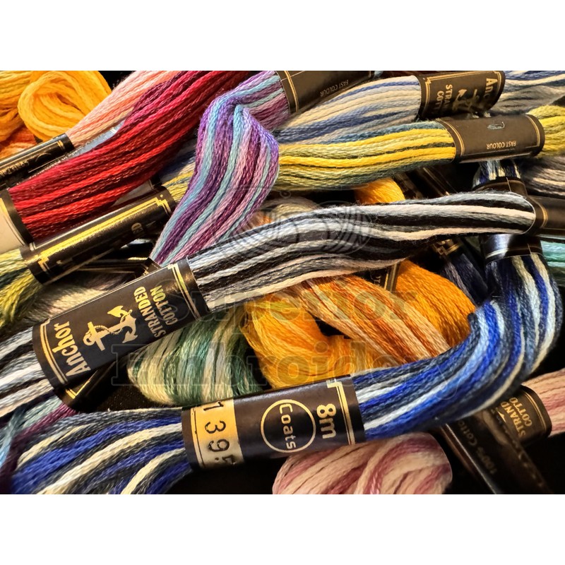 20 Variegated Multi Shades Anchor Cotton Cross Stitch Embroidery Threads