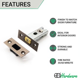 EAI Tubular Deadbolt for Bathroom | 76mm Case 57mm Backset | Antique Brass