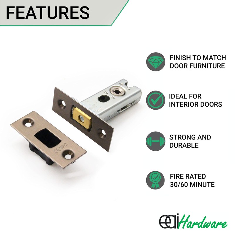 EAI Tubular Deadbolt for Bathroom | 76mm Case 57mm Backset