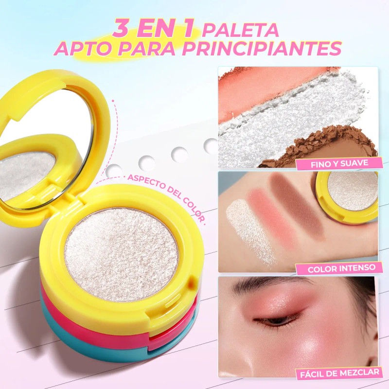 Sace Lady Paleta 3 En 1 Sombra, Rubor E Iluminador