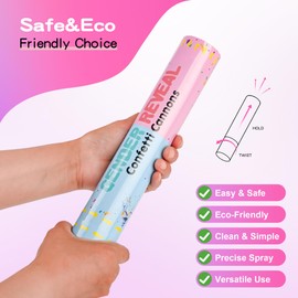 Gender Reveal Confetti Powder Cannon; Eco-friendly Biodegradable Handheld Cannon ; Party Supplies for Baby Reveal Ideas; 30cm Boy or Girl Confetti Powder Smoke Poppe (pink, 2 pcs)