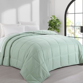 HOMBYS 136x120 Alaskan King Size Comforter for All Season, Oversized Duvet Insert, Extra Large Down Alternative Bed Comforter with Corner Tabs, Sage Green