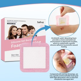 Silicone Foam Dressing 5x5 Super Absorbent Wound Dressing Waterproof Bandages for Wounds Care Pressure Sores Surgical Wounds Burns(5PCS) (5x5inch)