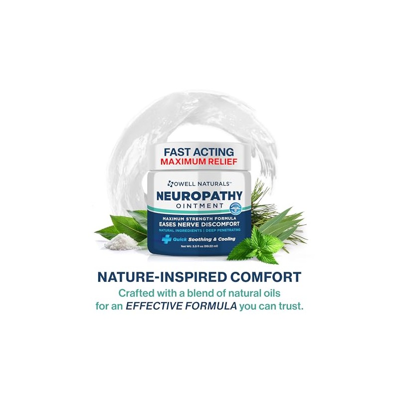 Owell Naturals Neuropathy Nerve Ointment for Feet, Fingers, Hands, Toes,