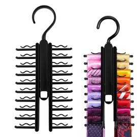 Tie Holder, Tie Belt Rack Organiser, Adjustable, Tie Holder with Non-Slip Clip, Tie Hanger, Belt Organiser, Tie Holder for Wardrobe, Tie Hanger Holder for Ties, Belts