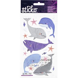 STICKO/AMERICAN CRAFTS STICKO Flat Stickers, Whale, 31/Pkg