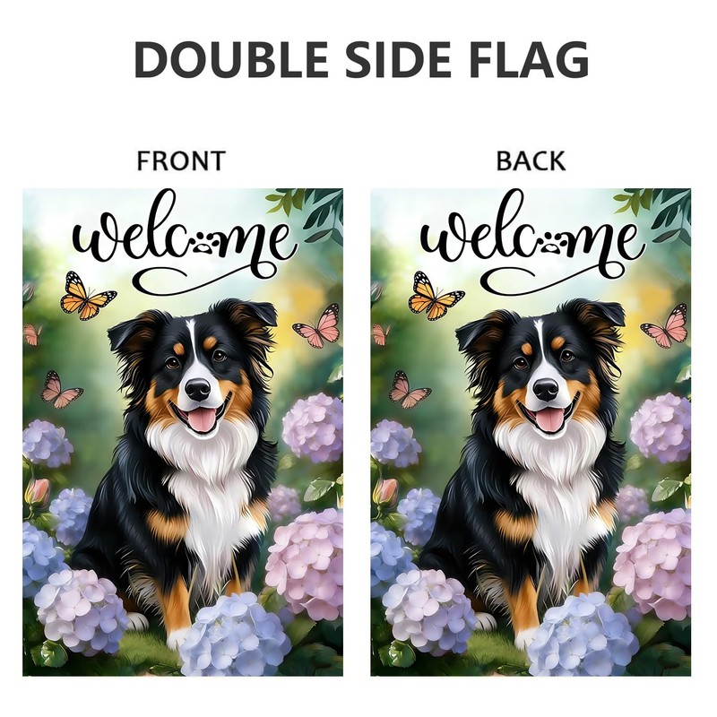 Australian Shepherd Spring Summer Garden Flag 12x18 Double Sided
