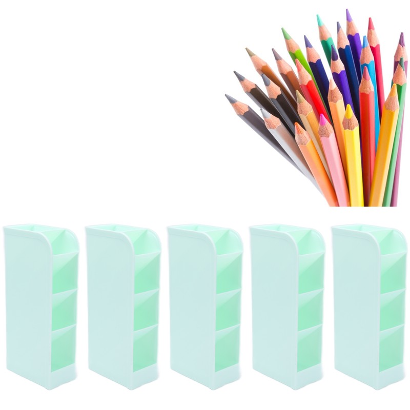 5Pcs Pens Storage Box Oblique Plane Stationery Organizer Pencil Cup