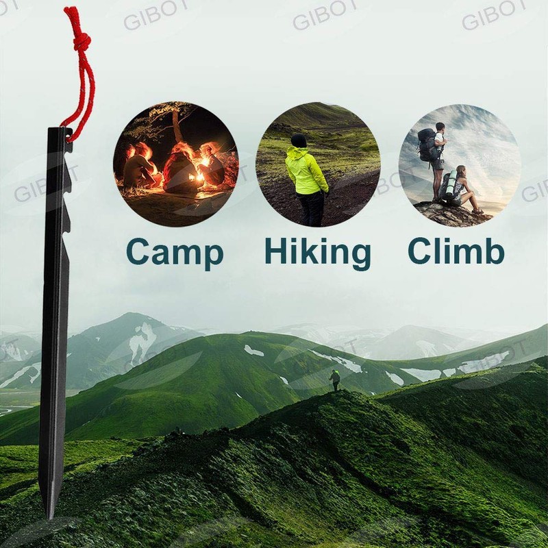 Gibot Men's Camping Tent Pegs Stakes Black, No