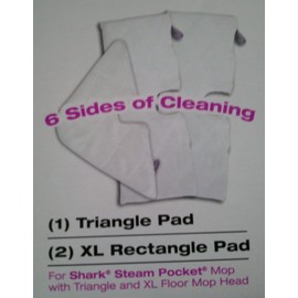 Shark Steam Pocket Mop Accessories: 3 All-purpose Cleaning Pads6 Sides of Cleaning