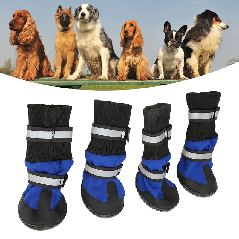 4Pcs Dog Boots Waterproof Pet Booties Reflective Breathable Wearproof High