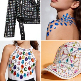 1200 Pcs AB Rhinestones for Bedazzling, Rainbow Effect Craft Gems for Crafting, Flatback Embellishments Gemstone for Halloween Pirate Party Decorations (00 Mixed Colors AB)