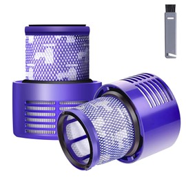 Keluke V10 Filter Replacement Compatible with Dyson V10 Cyclone Series, V10 Absolute, V10 Animal, V10 Total Clean, Replace Part No. 969082-01,2 Pack Filters and 1 Clean Brush