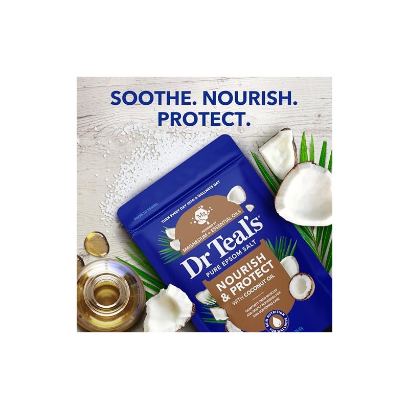 Dr Teal's Epsom Salt Magnesio Remoje, Nutre y Proteja Con