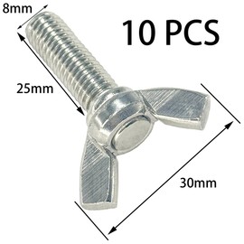 TOP-VIGOR 10Pcs Wing Bolts Wing Screws, M8*25mm Wing Butterfly Bolts Butterfly Screws, Butterfly Wing Screws Bolts, Thumb Hand Screws for Machine Fastener Machinery Equipment