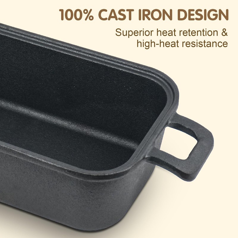 Demine Cast Iron Loaf Pan with Lid 9x5 Inch –