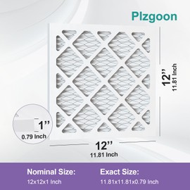 Plzgoon 12x12x1 Air Filter MERV 11 (4 pack) MPR 1000 Pleated AC Furnace Filters Replacement (Exact Dimensions: 11.81"L x 11.81"W x 0.79"Th) Compatible with Air Conditioner AC HVAC Furnace