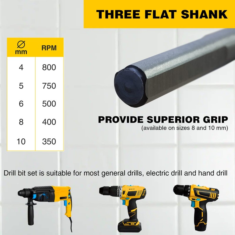 Masonry Drill Bits Set - Glass Drill Bits for Tiles,