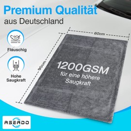 ASEADO® Mikrofasertuch XXL 90x60cm - kratzfreies und weiches Auto Trockentuch für Dein Auto, Dusche und Haushalt - 1200GSM