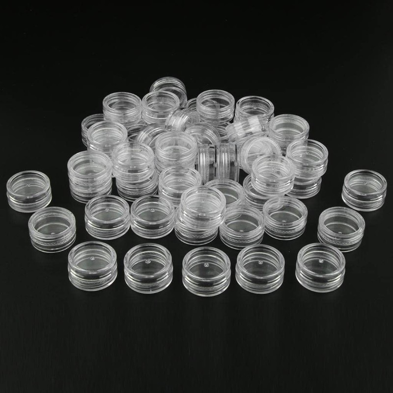 chiwanji 50x Empty Cosmetic Container Plastic Round Jar Cap -