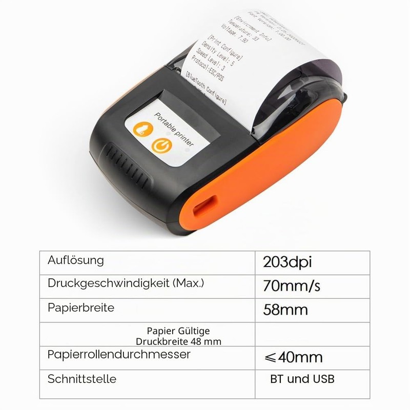 Sunydog Mobile Thermal Printer Wireless 58mm Compatible with Android