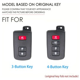 Hontumax Leather 4-Button Key Fob Cover for Toyota 4Runner Tacoma Sequoia Tundra RAV4 Avalon Camry Highlander Corolla Prius Smart Key Holder Protector Case Accessories (Blue)