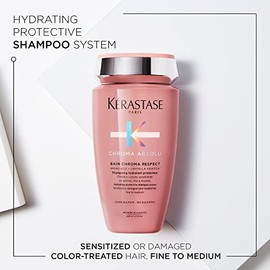 KRASTASE KRASTASE Chroma Absolute Chroma Respect Shampoo for Sensitized or Damaged Color-Treated Hair, Protects and Hydrates, Fine To Medium Hair with Glycerin and Hyaluronic Acid, 8.5 Fl Oz