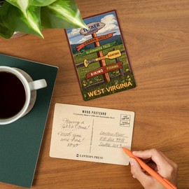 Tucker County, West Virginia, Destination Signpost (4x6 Birch Wood Postcards, 2-Pack Stationary, Rustic Home Wall Decor)