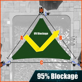 Amgo 18' x 18' x 18' Green Triangle Super Ring Sun Shade Sail Order to Make UPF50+ AGSRT Canopy Awning Shades for Patio, 98% UV Blockage, Commercial Standard Heavy Duty - 260 GSM (We Customize)