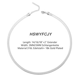 HSWYFCJY Women classic Snake Chain Herringbone Necklace Choker Necklace 3mm/5mm wide chain length as a birthday gift for girls
