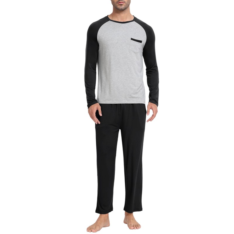 MoFiz Men's Pajamas, Loungewear, Sweatshirt, Top and Bottom Set, Long