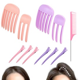 TTPSRY 11 Stück Volumen Clips Haare Den Haaransatz Nahtlose Haarklammern Friseur Kamm Set Abteilklammern Friseurbedarf für Fluffige Pony und Hohe Krone Frisur (Lila Rosa)