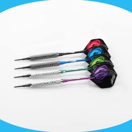 CyeeLife Soft tip Darts set 18g Black&Sliver Barrels,100 Plastic Points+Tool+12 Aluminium shafts+16 Flights,Home Dart set 12pcs of 1 Packs