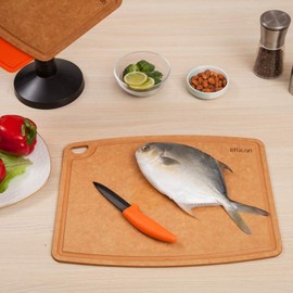 Liflicon Non-Slip Cutting Board Wood Fiber Good for Meal Prep Kitchen,Bar and Serving Tray 11.81”*9.25”*0.24” Eco-Friendly,Dishwasher Safe Natural color with Juice Groove