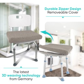 Joe & JoseRin Shower Seat Cushion for Transfer Benches, Sauna Seat Cushion, Bath Seat Foam Mat, Quickly Dry Bathtub Chair Pad with Breathable Air Mesh Fabric